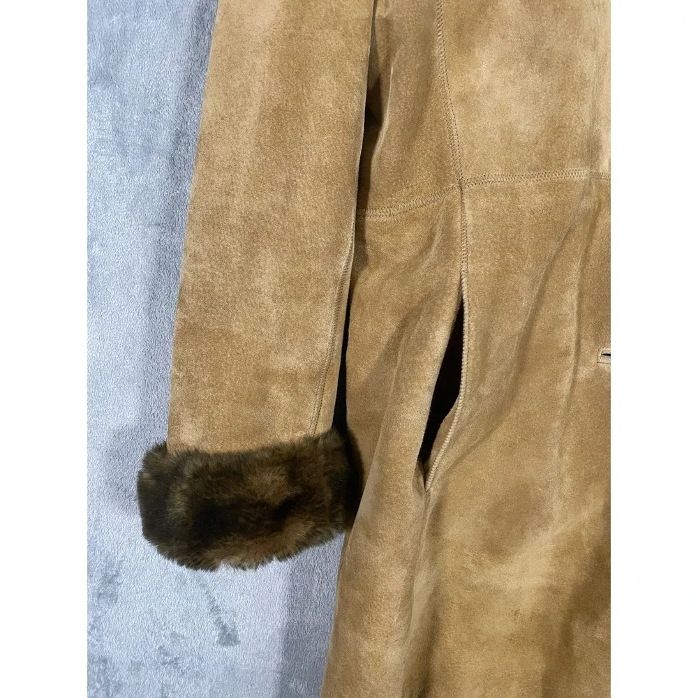 LNR‎ La Nouvelle Renaissance Jacket Sz L Tan Suede Faux Fur Shearling Penny Lane